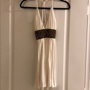 Sky white dress -leopard stones